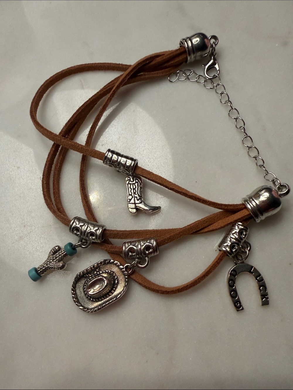 Western Charm Brown Suede Multi-Strand Bracelet